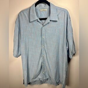 Tommy Bahama Blue Casual Button Down Shirt Size Large Vacation Resort wear